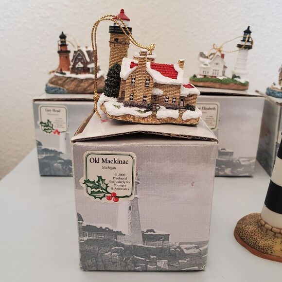 Harbour Lights 7 Ornaments w/ Box Gay Head, Old Field, West Quoddy, Barnegat - Picture 4 of 16